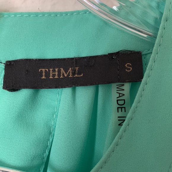 THML maxi dress green turquoise teal embroidered goddess boho - Picture 7 of 10